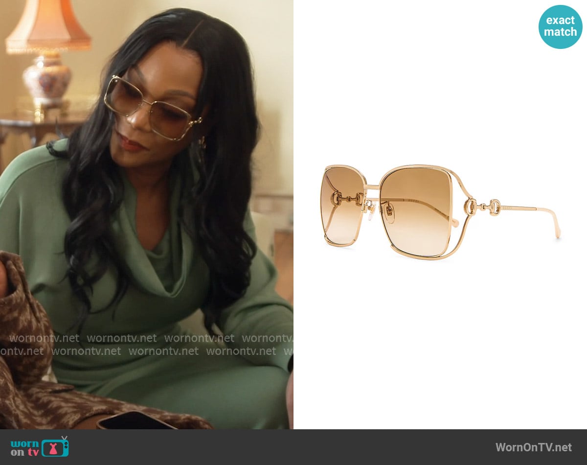 Gucci Horsebit Hinge Square Sunglasses worn by Angela Oakley on The Real Housewives of Atlanta