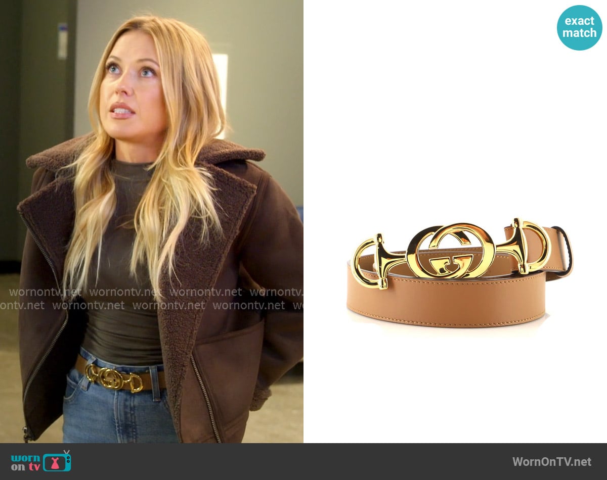 Gucci Interlocking G Horsebit Belt Leather worn by Masha Petrova on The McBee Dynasty Real American Cowboys