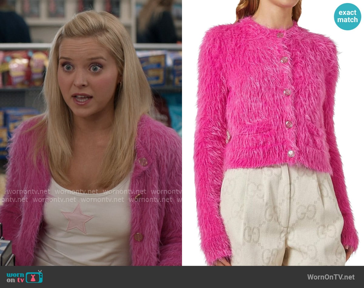 Gucci Pink Brushed Wool Cardigan worn by Elle Woods (Lexi Minetree) on Elle