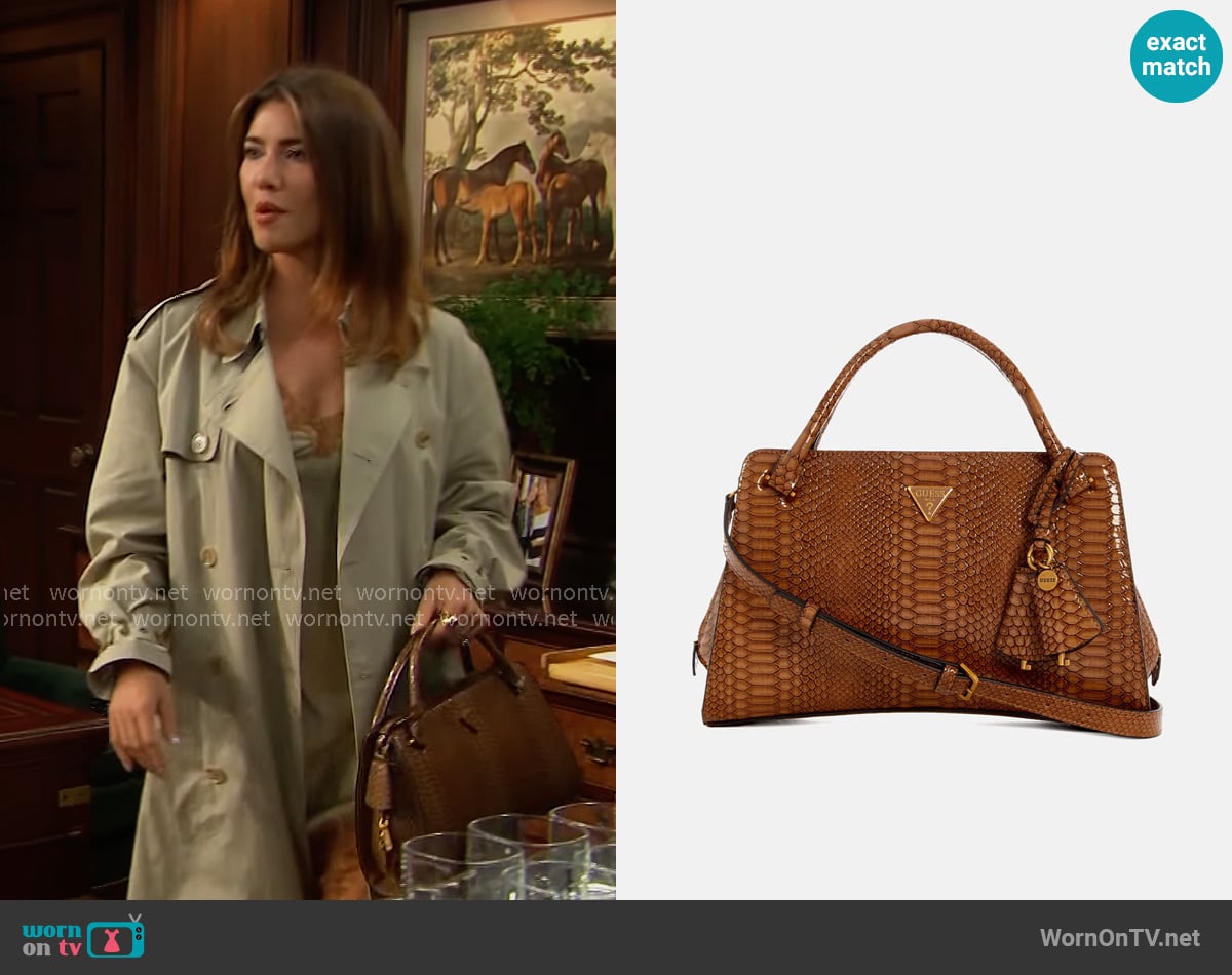 Guess Georgina Girlfriend Satchel worn by Steffy Forrester (Jacqueline MacInnes Wood) on The Bold and the Beautiful
