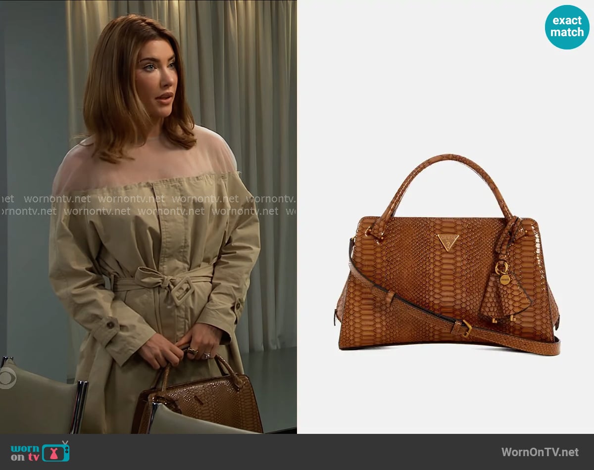 Guess Georgina Girlfriend Satchel worn by Steffy Forrester (Jacqueline MacInnes Wood) on The Bold and the Beautiful