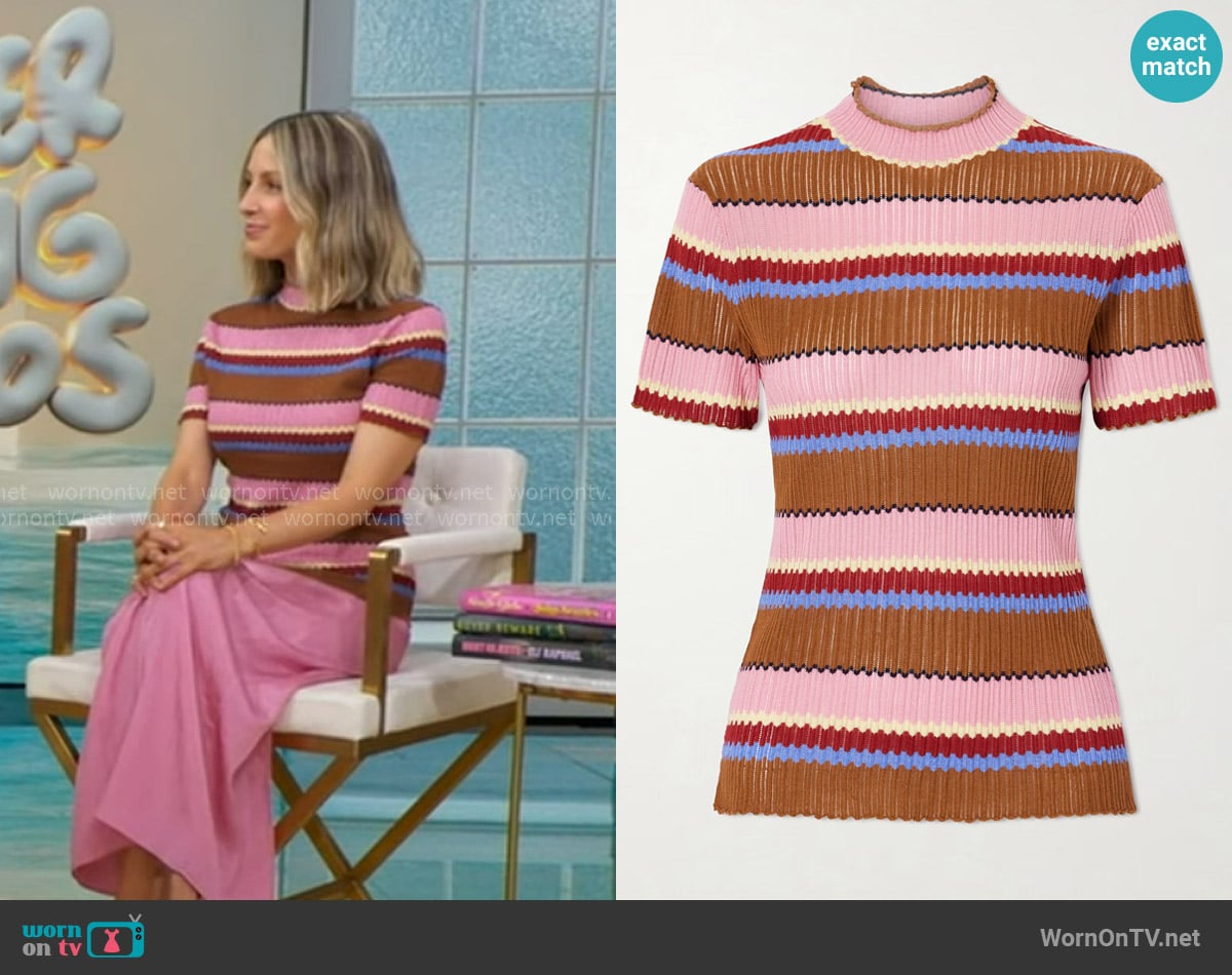Guest in Residence Palazzo Rib Striped Top worn by Jessica Knoll on Good Morning America