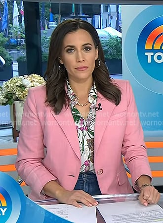 Hallie’s floral shirt and pink blazer on Today