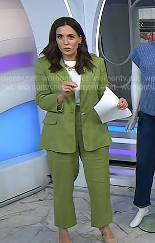 Hallie’s green blazer and pants on Today