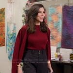 Heather’s burgundy sweater and cardigan on The Real Housewives of Orange County