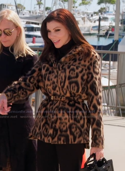 Heather’s leopard print coat on The Real Housewives of Orange County