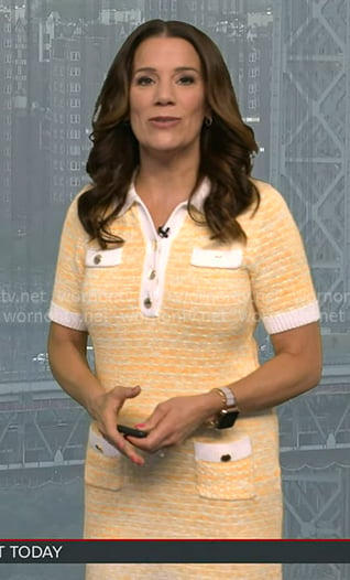Heather’s yellow knit polo dress on Good Morning America
