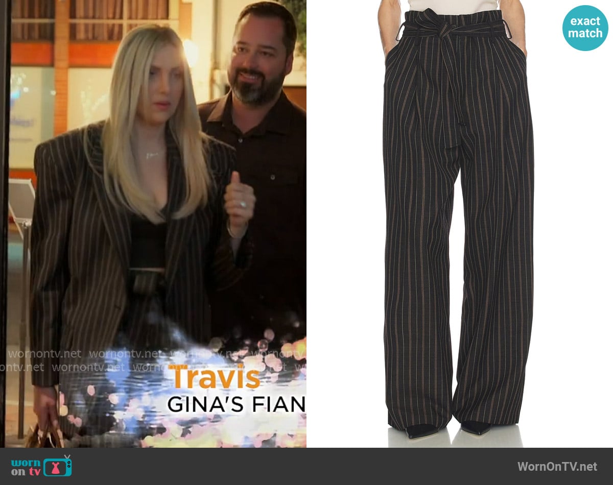 Helsa Stripe Twill Super Baggy Pants worn by Gina Kirschenheiter on The Real Housewives of Orange County