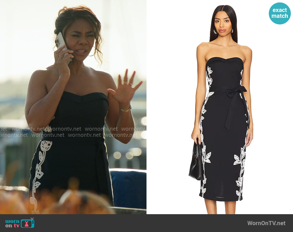 Hemant and Nandita Midi Dress With Tie Up Belt worn by  Dru-Ann Jones (Regina Hall) on The Five Star Weekend