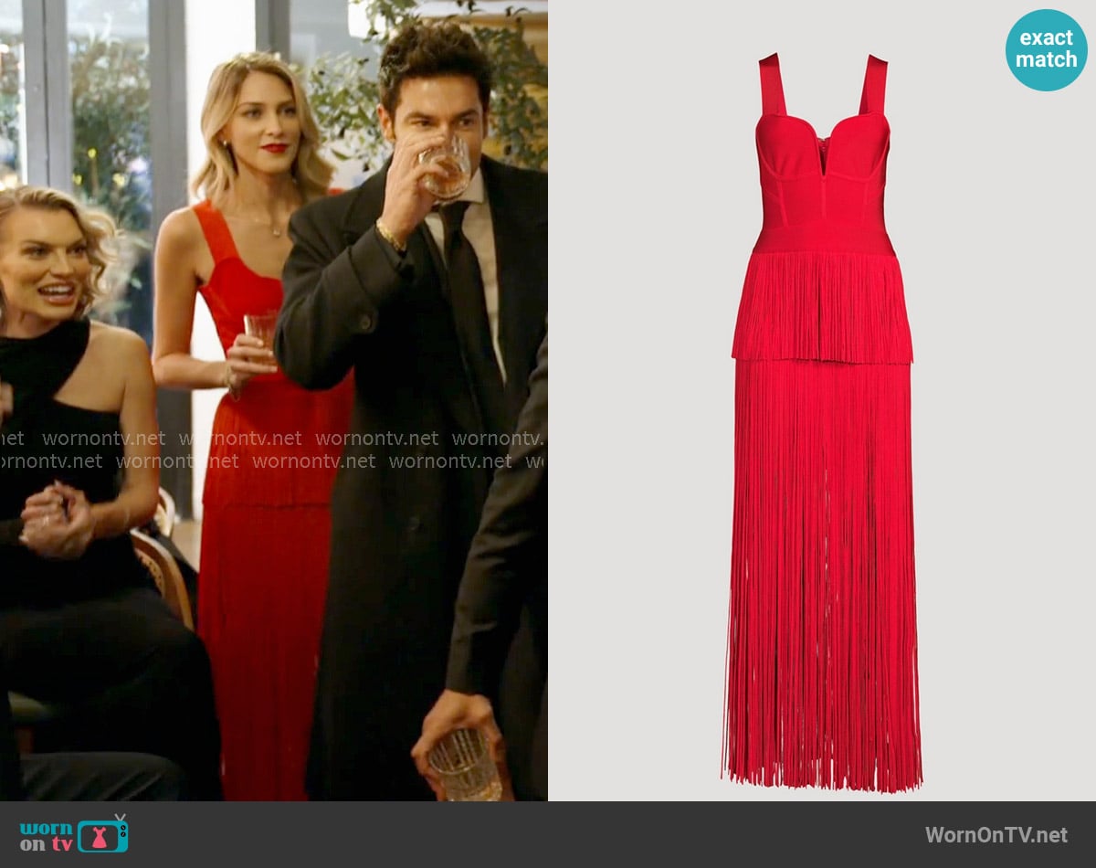 Herve Leger Fringe Gown worn by Lexi Sundin on In The City