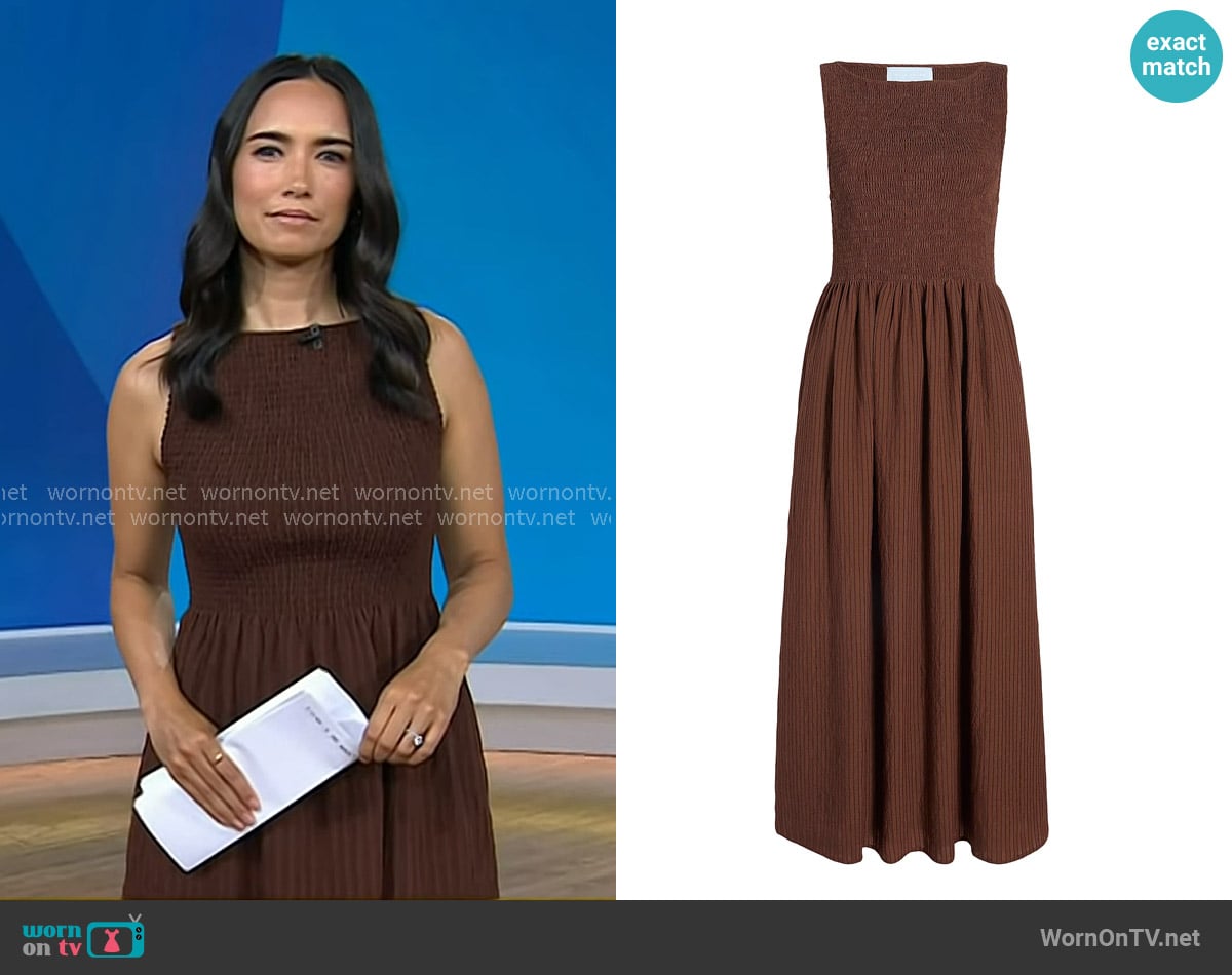Hill House Home The Cosima Nap Dress in Chocolate worn by Emilie Ikeda on Today