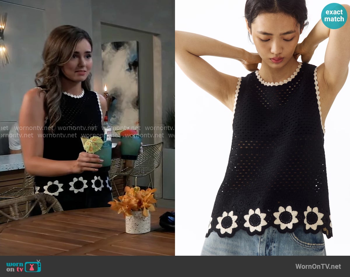 H&M Crochet-Look Open-Knit Top worn by Emma Scorpio-Drake (Braedyn Bruner) on General Hospital