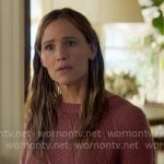 Hollis’ pink cable knit sweater on The Five Star Weekend