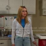 Holly’s white zip-up hoodie and jeans on Days of our Lives Holly’s white zip-up hoodie and jeans on Days of our Lives