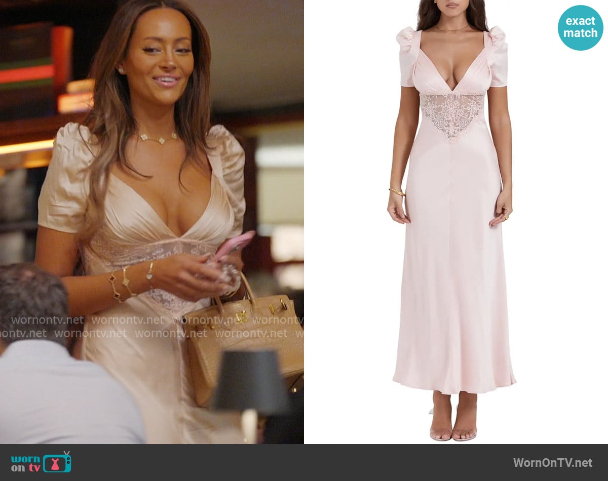 House of CB Rafaela Lace Inset Silk Blend Cocktail Dress worn by Emira D’Spain on Next Gen NYC
