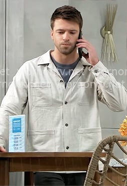Hudson’s light beige overshirt on General Hospital