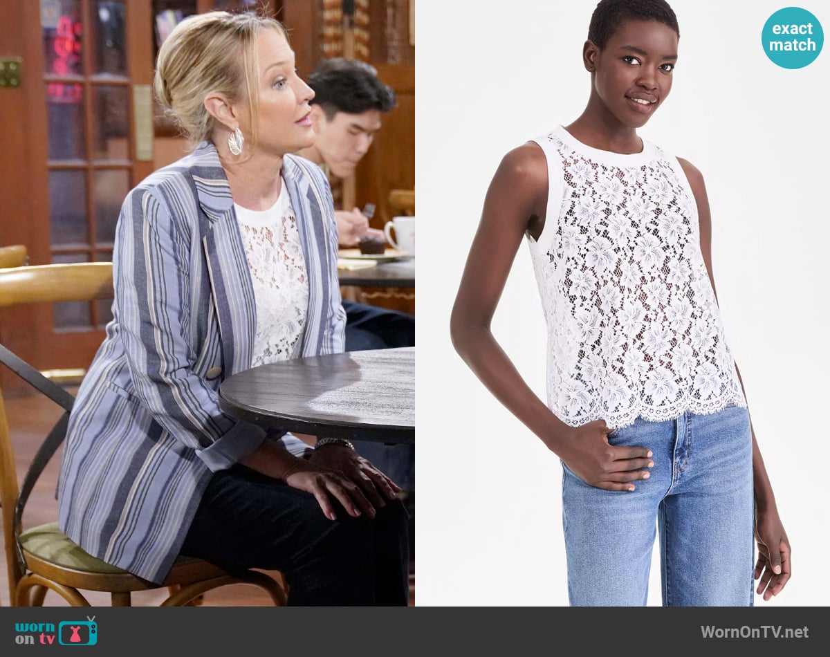 INC International Concepts Lace Sleeveless Top worn by Sharon Newman (Sharon Case) on The Young and the Restless