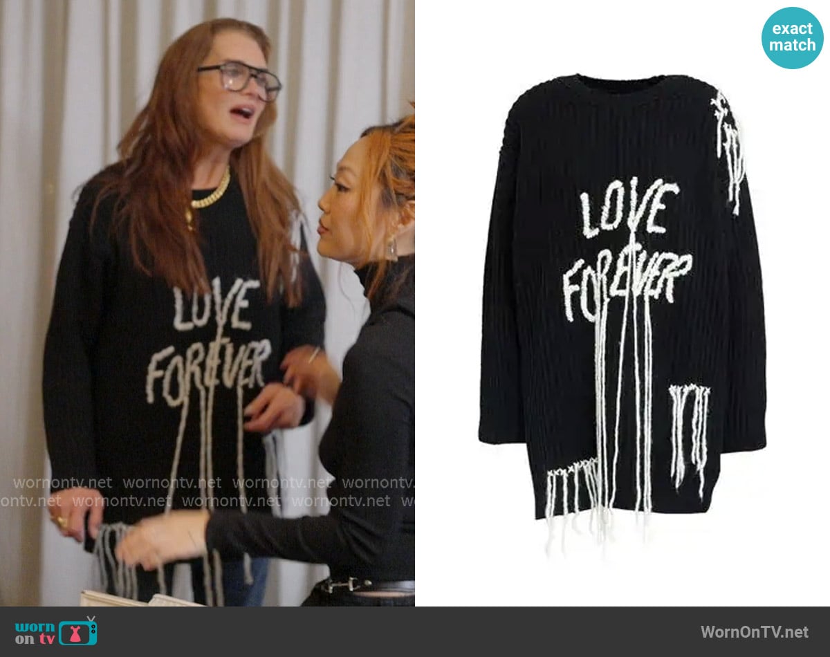 Isabel Benenato Love Forever Sweater worn by Brook Shields on Next Gen NYC