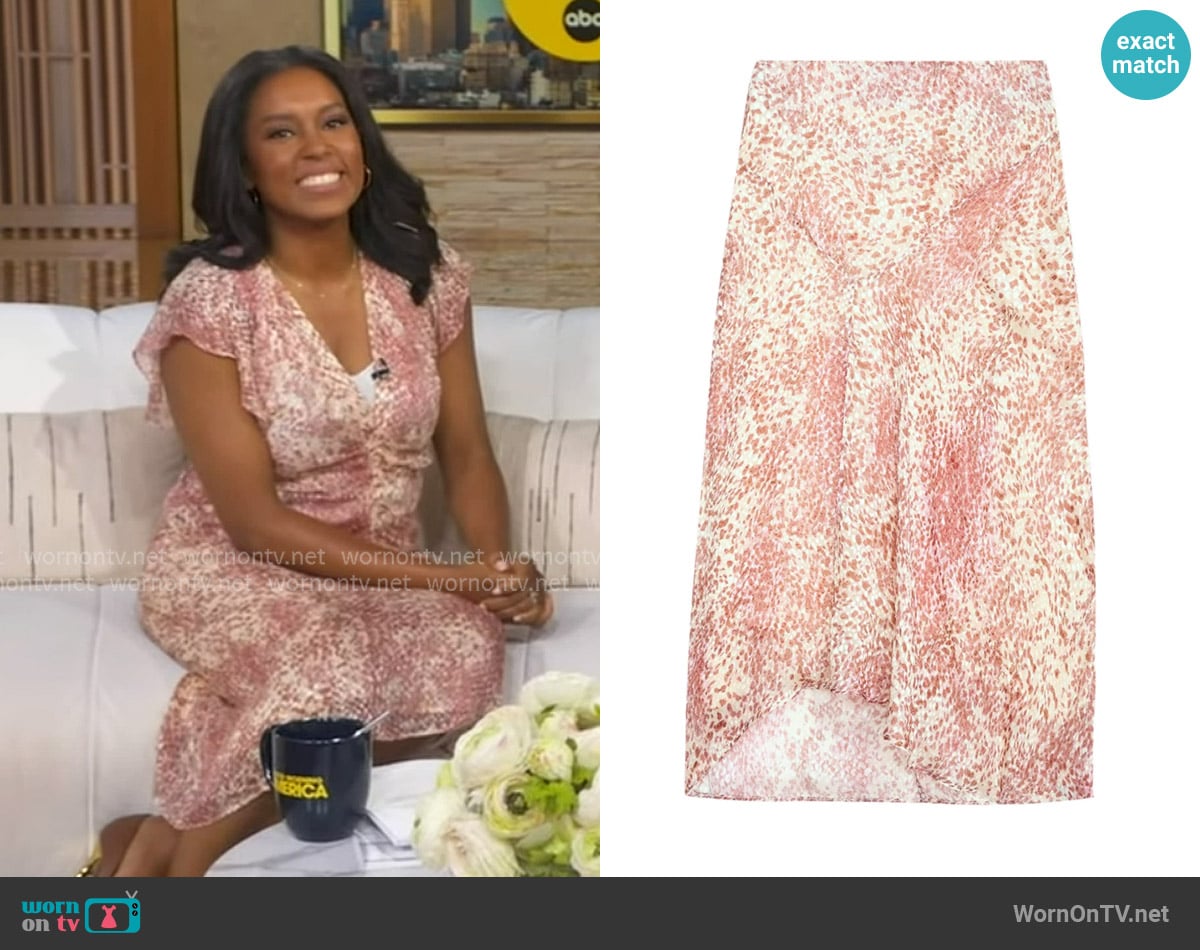 Isabel Marant Lisanne midi skirt worn by Rachel Scott on Good Morning America
