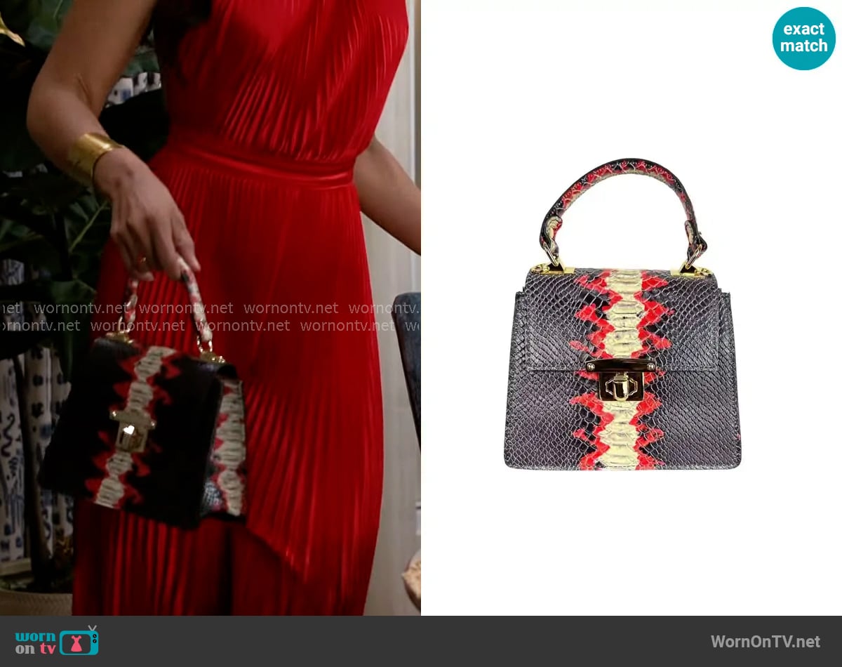 Ivan Troy Ada Brown Women’s Handbag in Black & Red worn by Dani Dupree (Karla Mosley) on Beyond the Gates