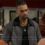 Izaiah's grey zip shirt on Beyond the Gates