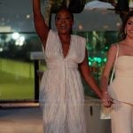 Jasmine’s white embellished v-neck dress on The Valley