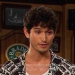 Javi’s black print short sleeve shirt on Days of our Lives
