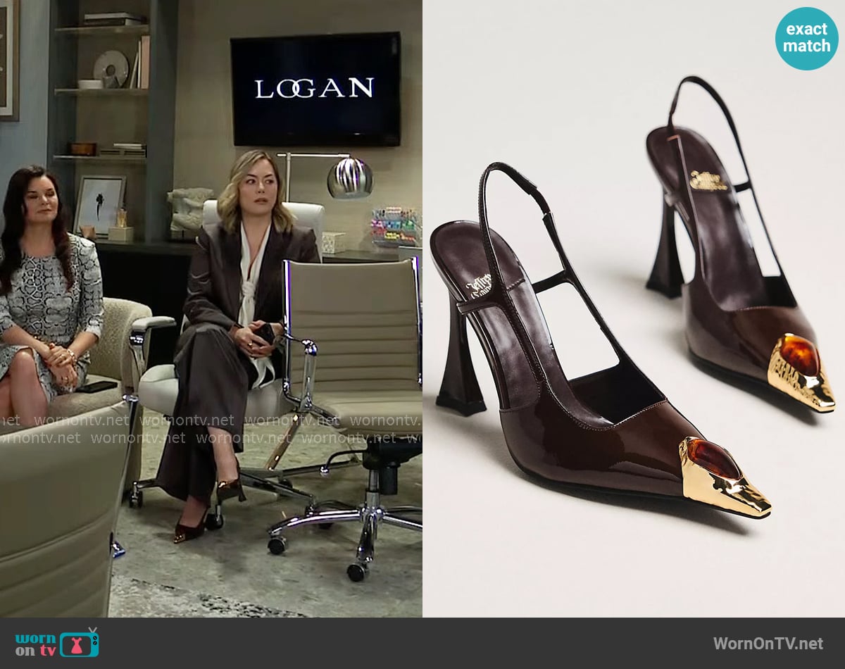 Jeffrey Campbell Sorcerer Slingback Heels worn by Hope Logan (Annika Noelle) on The Bold and the Beautiful