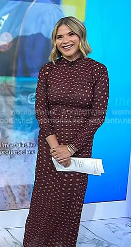 Jenna’s burgundy polka dot maxi dress on Today