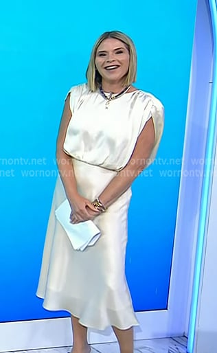 Jenna's champagne satin midi dress on Today