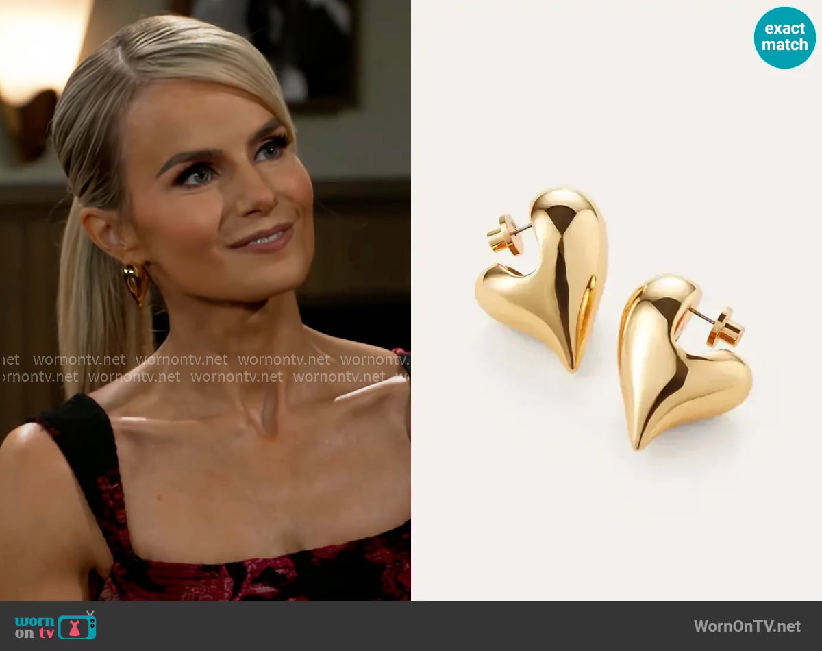 Jenny Bird Art Heart Puff Earrings worn by Vanessa McBride (Lauren Buglioli) on Beyond the Gates