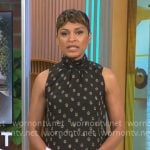 Jericka Duncan’s black dotted print top on CBS Mornings
