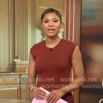 Jericka Duncan's brown pleated skirt dress on CBS Mornings
