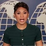 Jericka’s green short sleeve knit dress on CBS Evening News