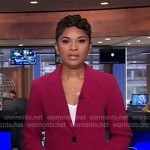 Jericka’s pink blazer and pants on CBS Evening News Jericka’s pink blazer and pants on CBS Evening News