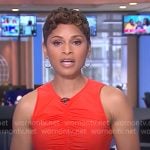 Jericka’s red ruched front dress on CBS Evening News