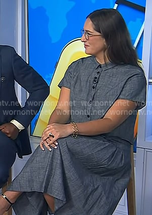Jess Feldman’s grey crop shirt and skirt on Today