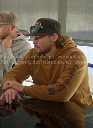 Jesse's brown logo patch hoodie on The McBee Dynasty Real American Cowboys
