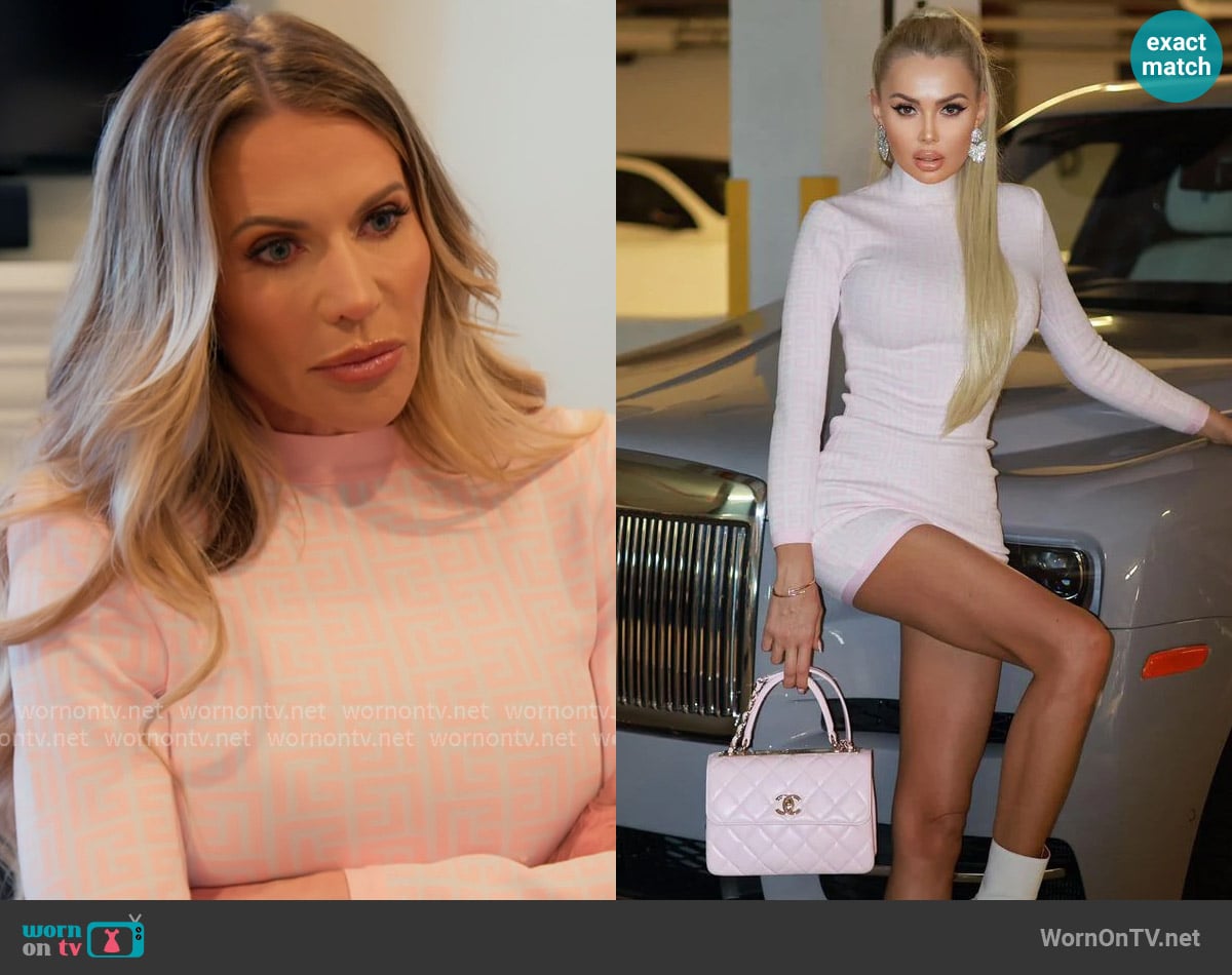 Jessica Bara Nikita Long Sleeve Jacquard Mini Dress worn by Jennifer Pedranti on The Real Housewives of Orange County