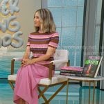 Jessica Knoll’s pink striped short sleeve knit top on Good Morning America