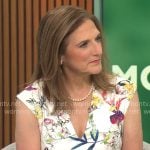 Jill Schlesinger’s white floral v-neck dress on CBS Mornings