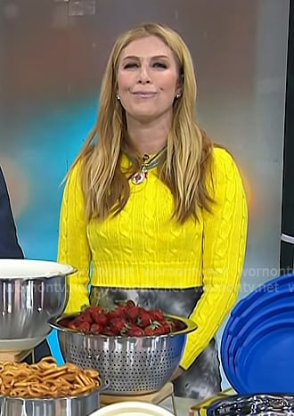 Jill’s yellow cable knit cropped sweater on Today