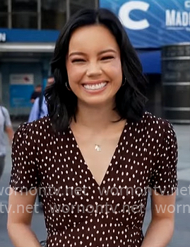 Jo Ling Kent’s brown dotted print dress on CBS Mornings