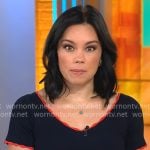 Jo Ling Kent’s navy dress with red trims on CBS Mornings