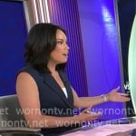 Jo Ling Kent’s navy pleated blazer dress on CBS Mornings