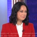 Jo Ling Kent’s red blazer with silver button on CBS Mornings