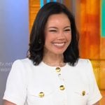Jo Ling Kent’s white short-sleeve jacket on CBS Mornings