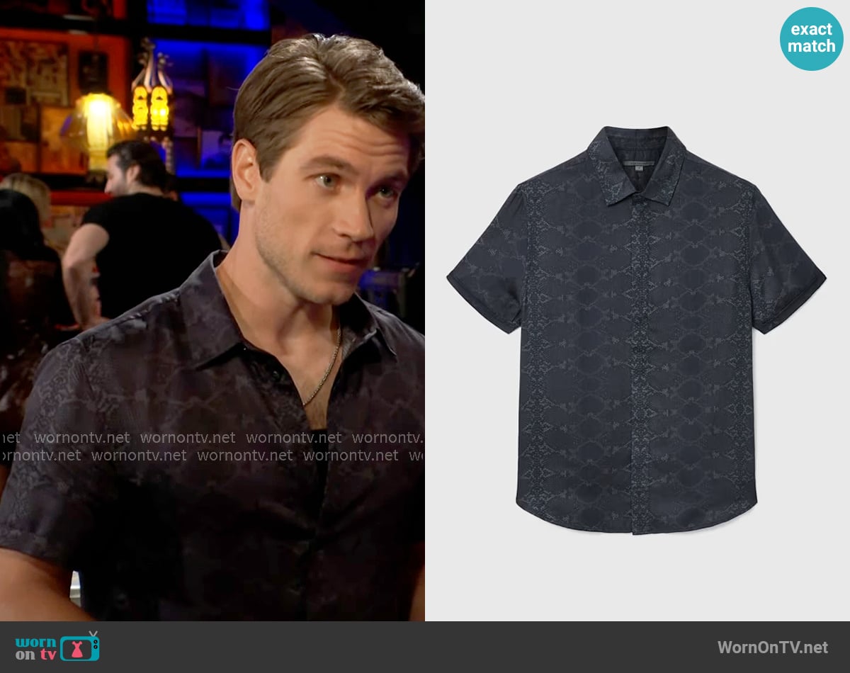 John Varvatos Loren Shirt worn by Noah Newman (Lucas Adams) on The Young and the Restless