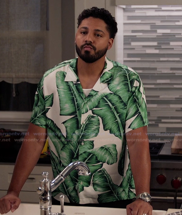 Jordan’s palm leaf print shirt on All American