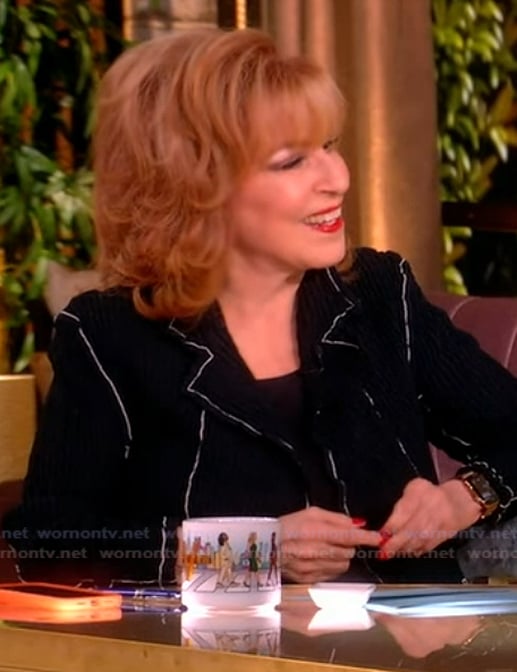 Joy’s black contrast stitch blazer on The View